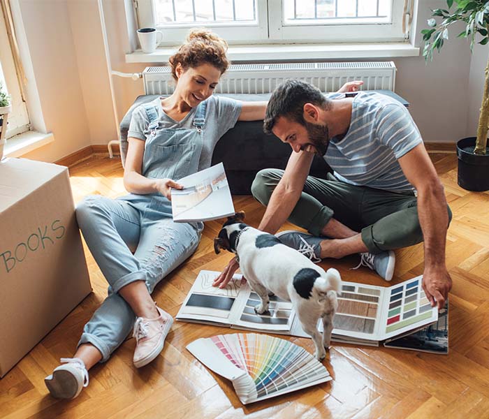 family with dog